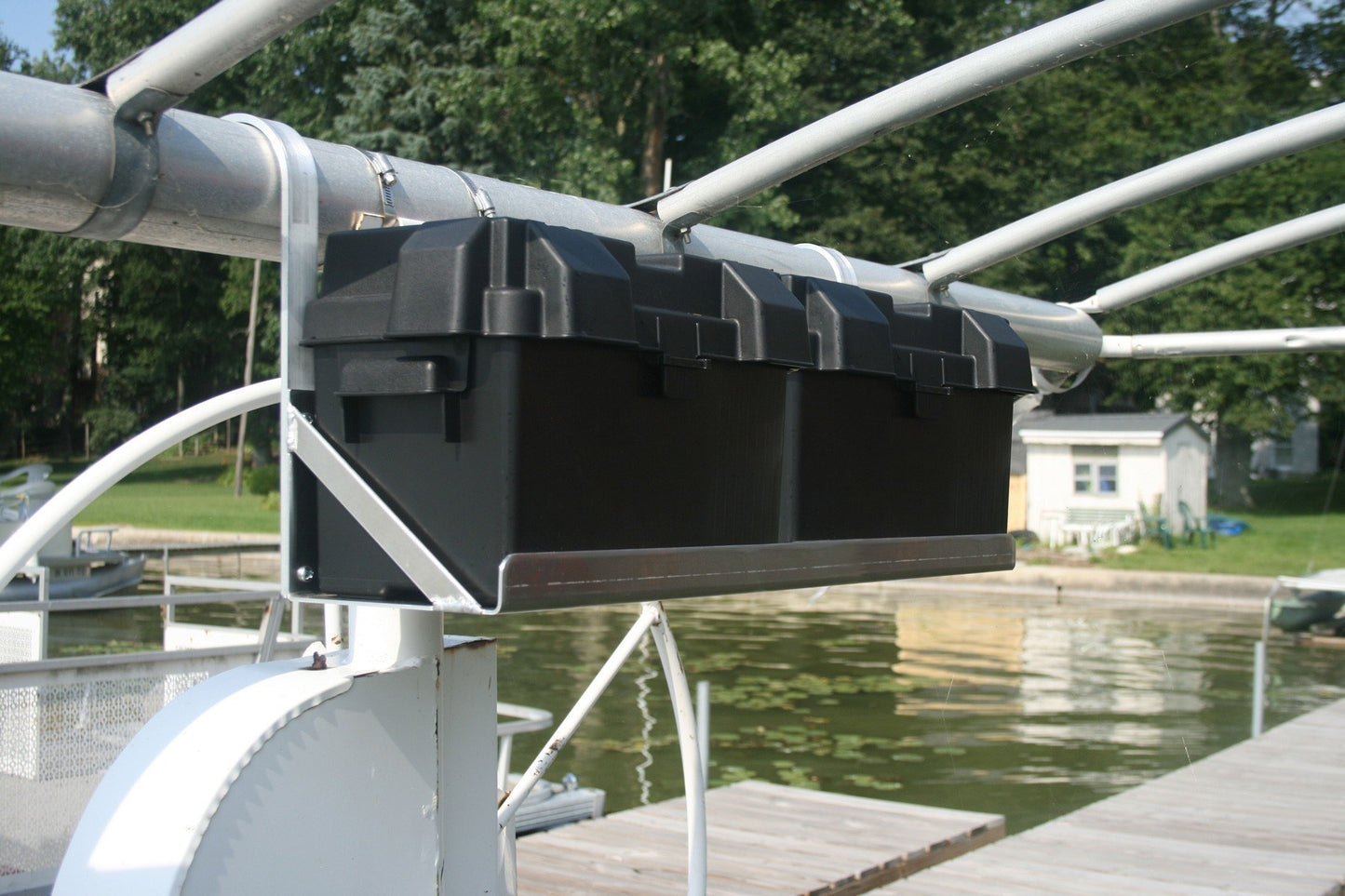 All Manufacturers | Power Unit | Battery Tray | Dual Hanging Boat Lift Battery Tray - w/ Rounded Arms