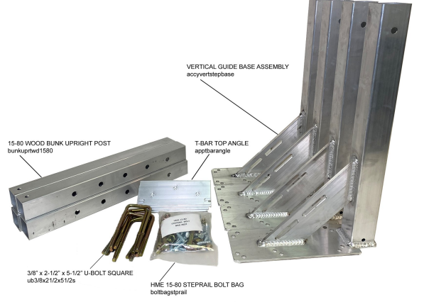 Harbor Master | Steprail | Steprail Hardware | Carpeted Wood Steprail Hardware 15-40 | for 12' or 14' Steprails