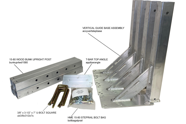 Harbor Master | Steprail | Steprail Hardware | Carpeted Wood Steprail Hardware 50-80| for 12' or 14' Steprails