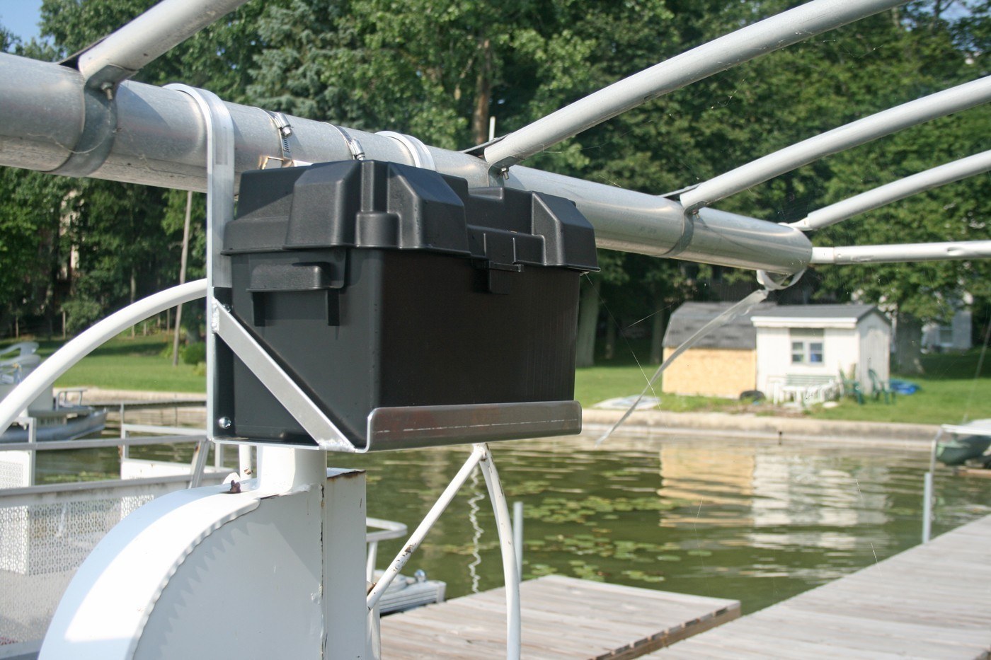 All Manufacturers | Power Unit | Battery Tray | Single Hanging Boat Lift Battery Tray - w/ Rounded Arms